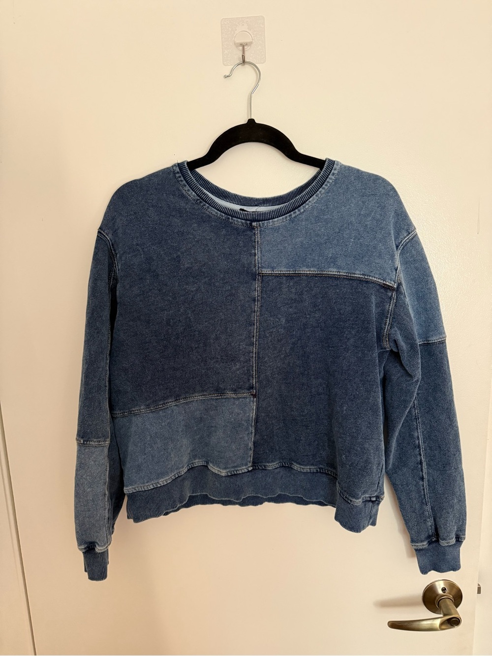Jane and Delancey Patchwork Crewneck Sweater - Blue